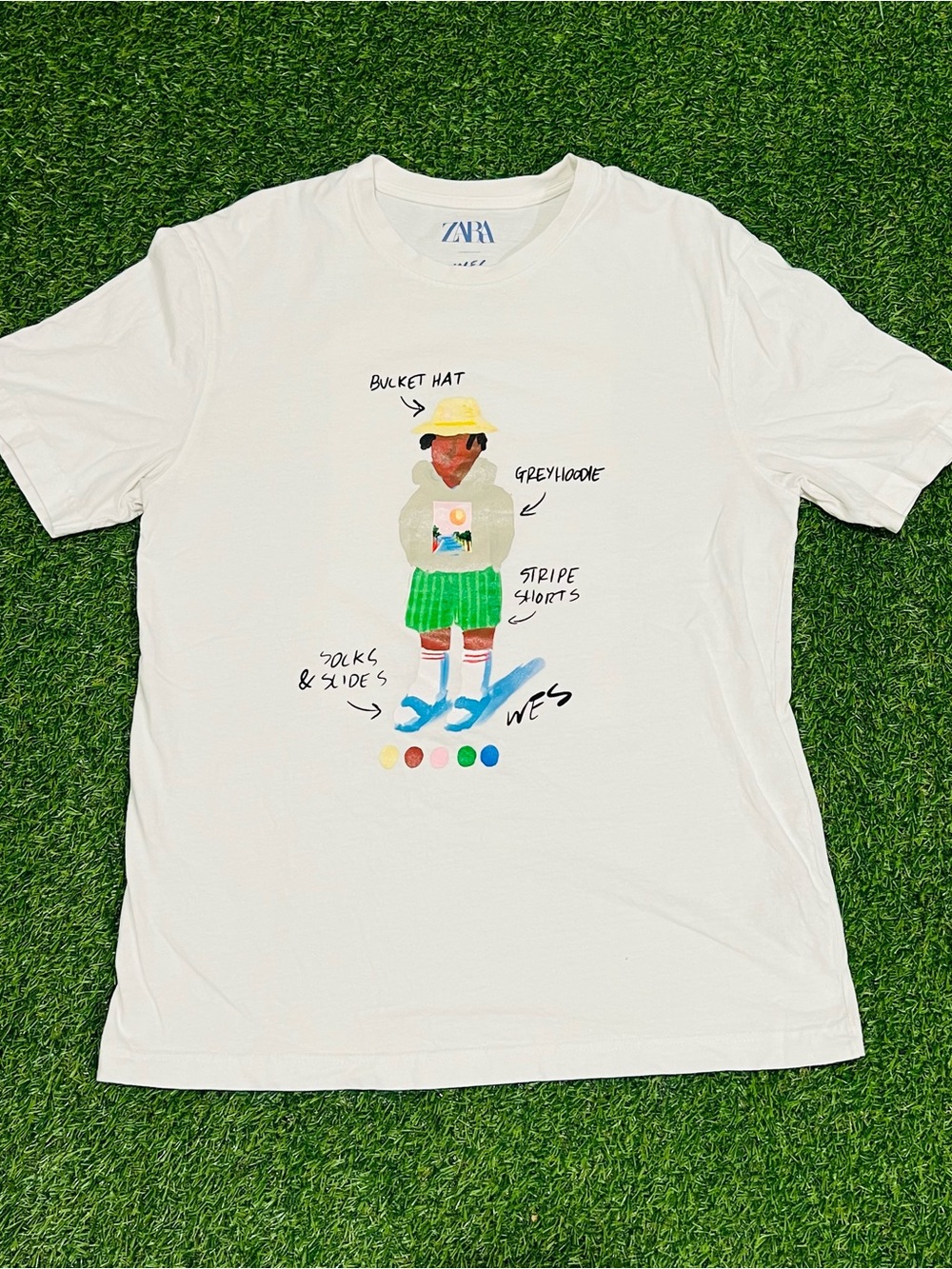 Zara x Wes Robinson White Graphic T-Shirt Men’s Size M Streetwear Art Tee💎